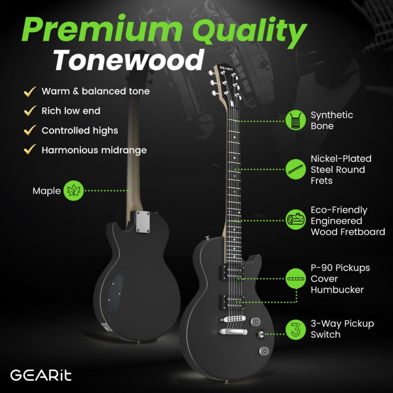 GEARit GI-155 Valley Series, 39" Electric Guitar Set w/Amplifier, H-H Pickups with Coil Split, All-Inclusive Starter Kit with Tuner, Gig Bag, and Guitar Strap, Cable, Picks, Strings - Black - Image 6