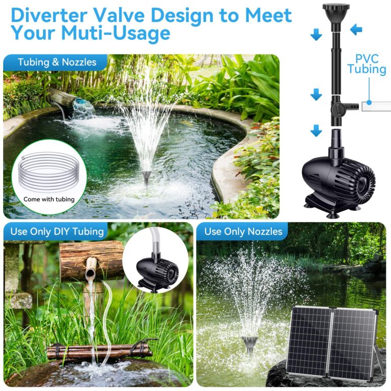 POPOSOAP 55W Solar Fountain Pump for Outdoor Pond, 480GPH Solar Pond Pump with Dry-Run Protection, Solar Powered Water Pump with PVC Tubing, 17Ft Cord for Ponds, Garden, Waterfall, Hydroponics - Image 6