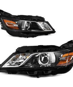 AUTOSAVER88 Projector Headlights Assembly Compatible with 2014-2020 Chevy Impala Factory Halogen Headlamp with bulbs Black Housing Amber Reflector Clear Lens Driver & Passenger Side