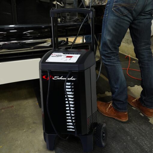 Schumacher Electric Wheeled Battery Charger and Engine Starter, SC1632, 4-in-1, Fully Automatic, 225 Craniking Amps, 40 Amp Boost Mode, 6 Volt, 12 Volt, for Car, SUV, Truck, and Marine Batteries - Image 3