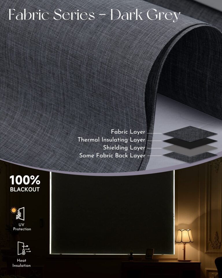 Graywind Motorized Roller Shades Work with Alexa Google Smart Blackout Shades with Remote Insulated Triple Weaved Fabric Window Blinds with Valance for Smart Home Office, Customized Size (Dark Grey) - Image 4