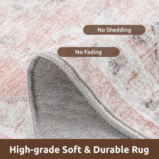 AMOAMI-Area Rug 6X9 Rugs for Living Room-Vintage Soft Pink Rugs for Bedroom-Non Slip Carpet-Machine Washable Rug for Dining Room Living Room Bedroom Office Under Table - Image 6