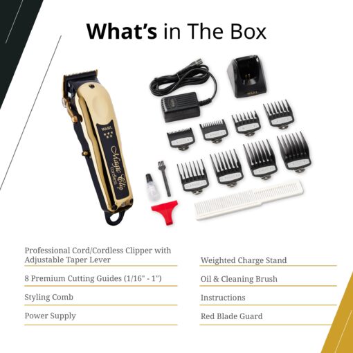 Wahl Professional 5 Star Cordless Magic Clip Gold High Performance Hair Clipper 100 Minute Run Time Lithium Ion Gold - Image 4