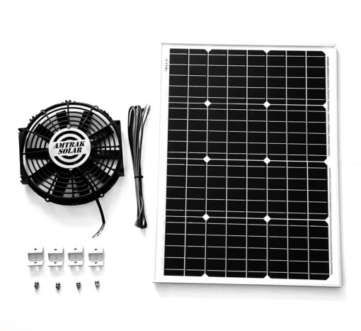 Amtrak Solar 12-Inch Solar Attic Fan, Powerful 100 Watt Vent Fan Quietly Cools Attic, Garage, or Greenhouse & Ventilates to Protect Against Moisture Plug and Play Waterproof
