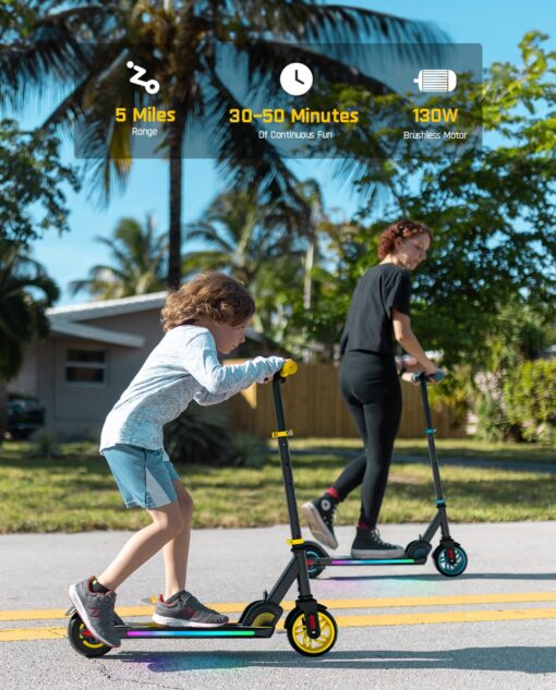FanttikRide C9 Apex Electric Scooter for Kids 8-12, Adjustable Handlebar Height for Riders 3.9-5.2 ft, 132 lbs, Up to 40 mins Continuous Time, 3 Speed Mode 5/8/10 MPH, Bluetooth Music Speaker, Yellow - Image 4