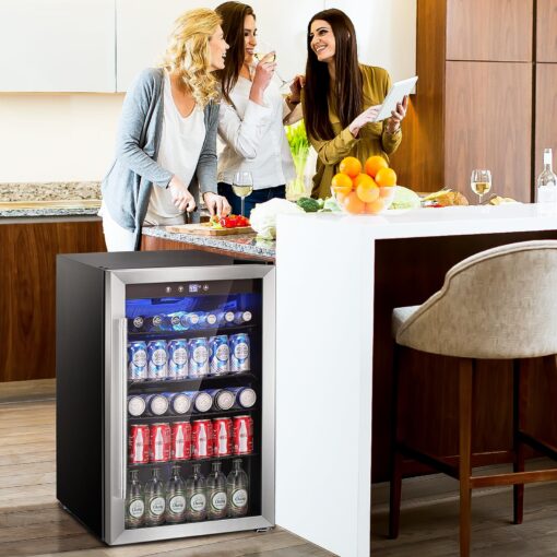 Antarctic Star Beverage Refrigerator Cooler - 145 Can Mini Fridge Glass Door for Soda Beer or Wine, Clear Front Door for Home Office or Bar, 4.4Cu.Ft - Image 6