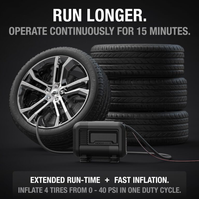 NOCO AIR15 UltraFast 15A Tire Inflator, 12V Portable Air Compressor Pump, Rated at 80 PSI, Inflates Tires from 0-40 PSI in 2.9 Minutes with a Digital Gauge, Smart Pressure and Auto-Shutoff - Image 5