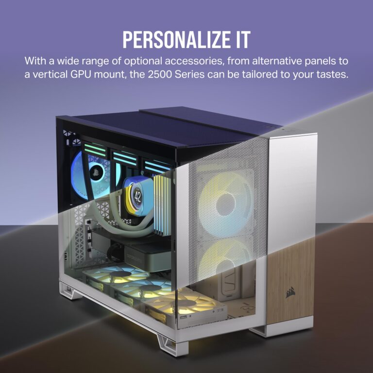 CORSAIR iCUE LINK 2500X RGB Small-Tower mATX Dual Chamber PC Case – Panoramic Tempered Glass – Reverse Connection Motherboard Compatible – 2x CORSAIR RX120 RGB Fans Included – Black - Image 2