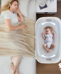 VaVaSoo Electric Bassinet for Baby 3 Rocking Speeds, Auto Bedside Sleeper with 8 Soothing Music, Rocking Bassinet for Infant, Grey