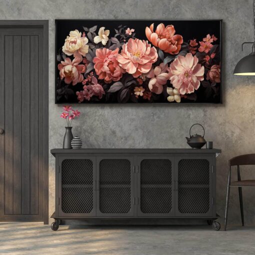 Flower Wall Decor Pink and White Botanical Painting Home Decor Aesthetic Framed Artwork for Living Room Bedroom Office Room Decor 24"x 48" - Image 4