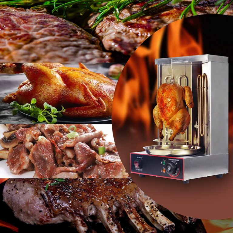 Li Bai Shawarma Machine Electric Vertical Kebab Grill Gyro Rotisserie Oven Meat Broiler with 2 Heating Tubes Stainless Steel Body 110V For Home Restaurant Kitchen（Registered Design Patent） - Image 3