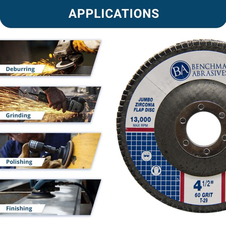 Benchmark Abrasives 4.5" x 7/8" Premium High Density Jumbo Zirconia Type 29 Flap Discs 4 1/2 for Angle Grinder, Sanding Discs, Finishing - Grinding Wheels 4 1/2 Inch (100 Pack) - 60 Grit - Image 5