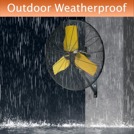 HiCFM 24" Oscillating Wall Fan, 8900 CFM High Velocity Industrial Wall Mounted Heavy Duty Shop Fans with 3 Speed Settings 80° Oscillation for Outdoor Commercial Garage Warehouse workshops Factory - Image 4