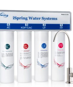 iSpring CU-A4 0.01μm Ultra-Filtration Under Sink Water Filter System, Tankless 4-Stage High Capacity, Remove 99.99% Contaminants, Quick Filter Change with Brushed Nickel Faucet, White