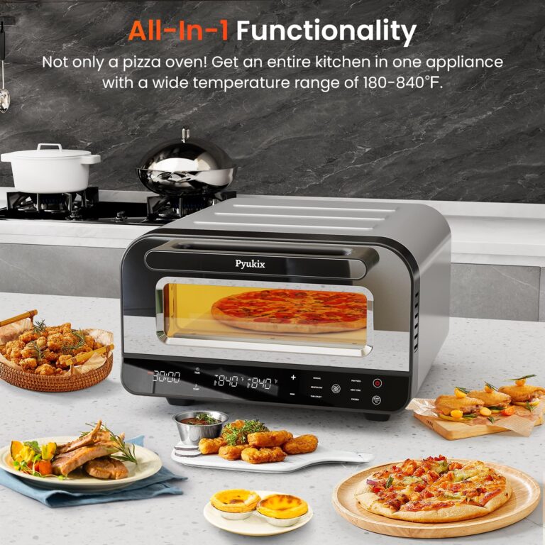 Pyukix Pizza Oven Indoor, Heats up to 840℉,12” Pizzas in 2 Minutes, Countertop Electric Pizza Maker with 6 Touchscreen Presets, Pizza Cooker with Stone&Peel&Cutter Included - Image 7