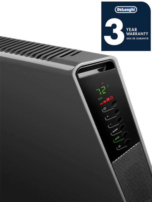 DeLonghi Convection Panel Heater, Full Room Quiet 1500W, portable electric heater is freestanding/easily wall mounted. Energy Saving, quick heat distribution, timer, asphalt gray, HCX9115E - Image 5