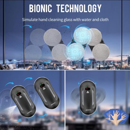 AGORVIO Window Cleaning Robot with Auto Water Spray & Smart Navigation, Automatic Window Cleaner Robot for Inside/Outside Glass with Triple Safety System, Edge Detection and Remote Control - Image 6