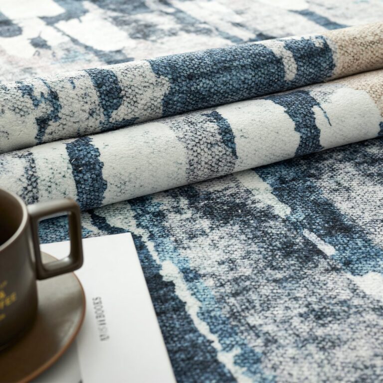 jinchan Area Rug 6x9 Modern Abstract Washable Living Room Rug Blue Multi Soft Contemporary Home Decor Non Slip Backing Carpet for Bedroom Dining Room - Image 3