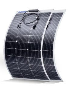 Topunive 2PCS 100W 12V Flexible Solar Panel 9BB Monocrystalline Cell 12 Volt Semi-Flexible for Marine RV Trailer Boat Cabin Van Car Uneven Surfaces 12V 24V Battery Charge