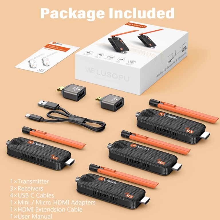 Wireless HDMI Transmitter and 3 Receivers, Support Up to 6 Receivers, 5.8G WELUSOPU HDMI Wireless Extender Streaming Content for PC Laptop Camera Cable Box to Multiple TVs Monitors Projectors -165FT - Image 2