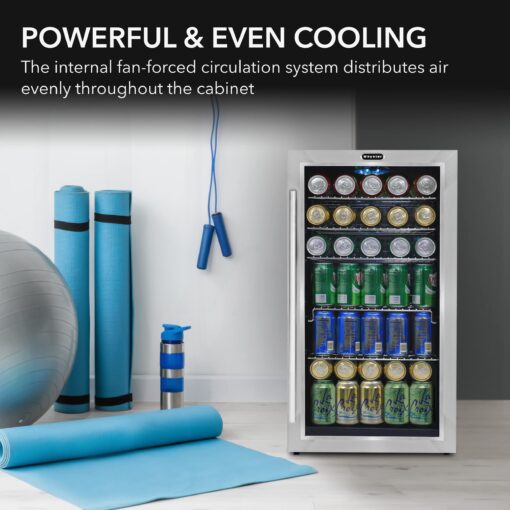 Whynter Beverage Refrigerator with Double-Layer Glass Door, 127-Can Freestanding Drink Mini Fridge, BR-130SB, 3.1 Cubic Feet, Stainless Steel - Image 9