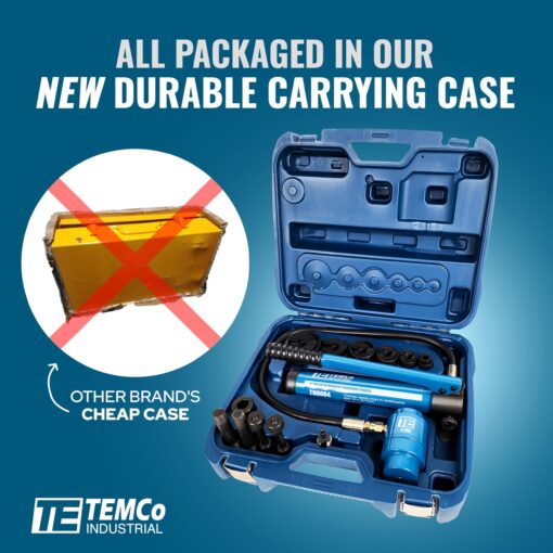 TEMCo Hydraulic Knockout Punch TH0004 - Electrical Conduit Hole Cutter Set KO Tool Kit 5 Year Warranty - Image 5