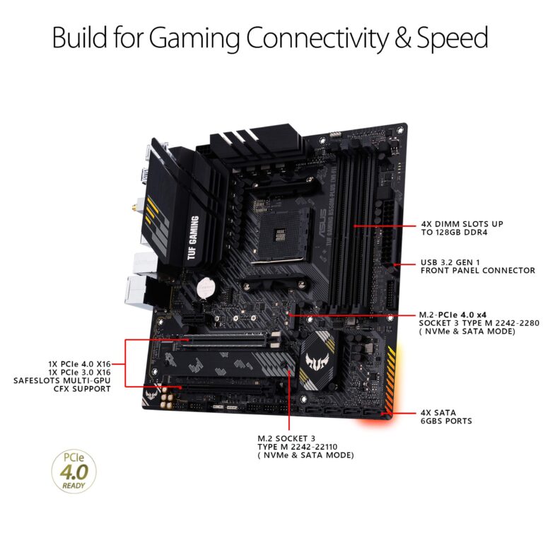 ASUS TUF Gaming B550-PLUS WiFi II AMD AM4 (3rd Gen Ryzen™) ATX Motherboard (PCIe 4.0, 6, 2.5Gb LAN, BIOS Flashback, USB 3.2 2, Addressable 2 RGB Header and Aura Sync) - Image 3