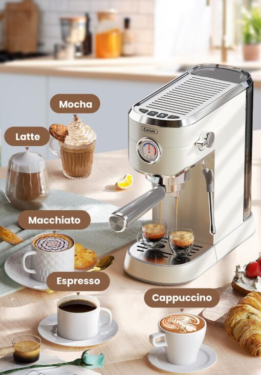 Gevi Commercial Espresso and Coffee Makers, Professional Espresso Maker Latte Machine with Milk Frother, Stainless Steel Expresso Coffee Machines for Home, Compact Cappuccino Machine, Great Gift - Image 9