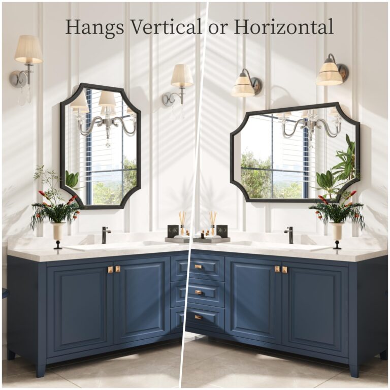 Kelly Miller Scalloped Black Bathroom Mirror for Wall, 24"x36" Black Mirror Decorative Wall Mirror Art Framed Mirror Bevelled for Master Bath Half Bath Living Room Fireplace Mantle Entryway Hallway - Image 5