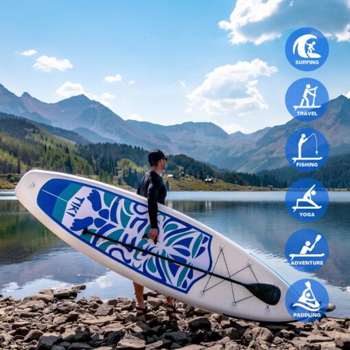 FunWater Inflatable 10'6×33"×6" Ultra-Light (17.6lbs) SUP for All Skill Levels Everything Included with Stand Up Paddle Board, Adj Floating Paddles, Pump, ISUP Travel Backpack, Leash,Waterproof Bag - Image 3