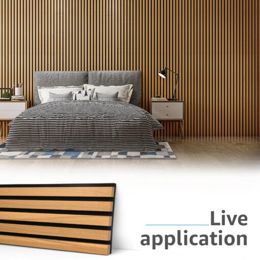 Art3d 4-Pack Acoustic Wood Slat Wall Panels for Interior Decor, 3D Fluted Sound Absorbing Wood Paneling for Accent Wall Ceiling Kitchen Living Room Bedroom Office, 94.5 x 7.9 inch Warm Teak - Image 8