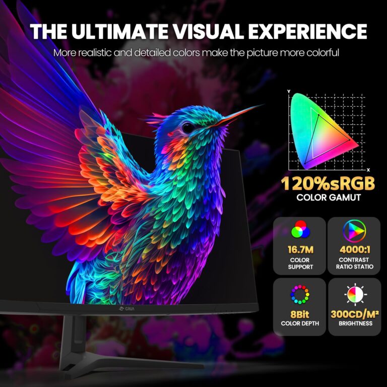 CRUA 34" Curved Gaming Monitor, WQHD 3440x1440, 144Hz/165Hz Computer Monitors, 1500R VA Screen, 120% sRGB, AMD FreeSync, HDMI 2.0 & DP 1.4, Wall Mountable Installs- Black - Image 4