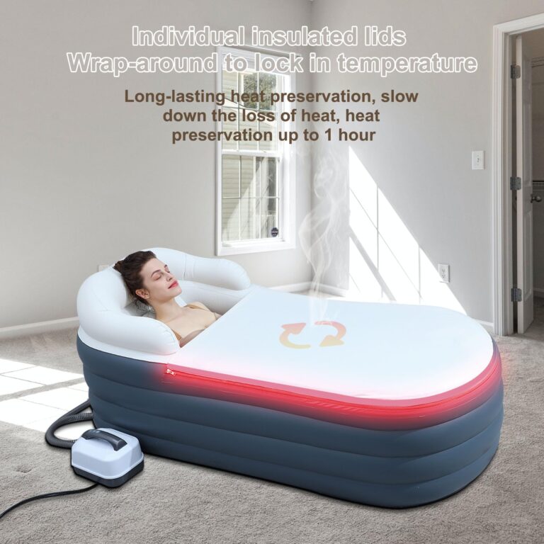 Inflatable Bathtub Bubble Massage Mat, Portable Adult Spa Bathtub, All-in-one Wavemaker and Air Pump, Adjustable Bubble Settings - Includes Remote Control, Inflatable Backrest and Atmosphere Lighting - Image 7
