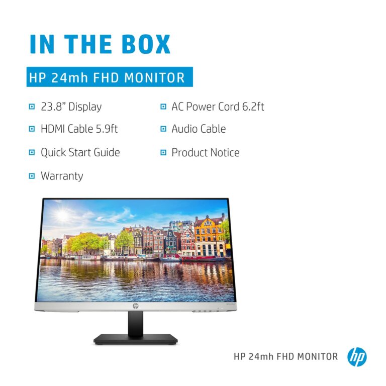 HP 24mh FHD Computer Monitor with 23.8-Inch IPS Display (1080p) - Built-In Speakers and VESA Mounting - Height/Tilt Adjustment for Ergonomic Viewing - HDMI and DisplayPort - (1D0J9AA#ABA) - Image 2