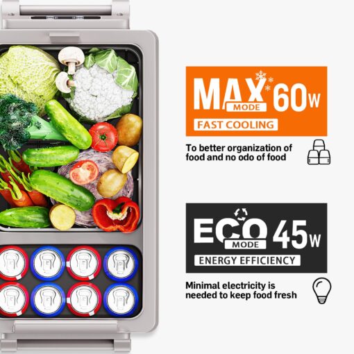 EUHOMY 12 Volt Refrigerator, 59QT(55L) Electric Cooler, 12V Fridge APP Control, 12V Cooler -4℉~68℉, Portable Freezer 12/24V DC 110-240V AC for Camping, Travel, Truck, Home - Image 5