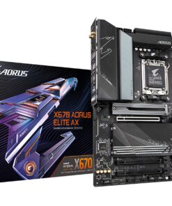 GIGABYTE X670 AORUS Elite AX (AM5/ LGA 1718/ AMD/ X670/ ATX/ 5 Year Warranty/ DDR5/ Quad M.2/ PCIe 5.0/ USB 3.2 Gen2X2 Type-C/AMD WiFi 6E/ 2.5GbE LAN/Q-Flash Plus/M.2 EZ-Latch/Gaming Motherboard)