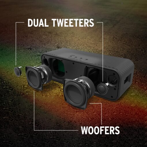 Klipsch The Detroit Portable Bluetooth Speaker with Dual 1" tweeters and 3" woofers, IP67 dust and Waterproof Rating, 20 Hours of Playtime for a Premium Live Concert Experience - Image 4