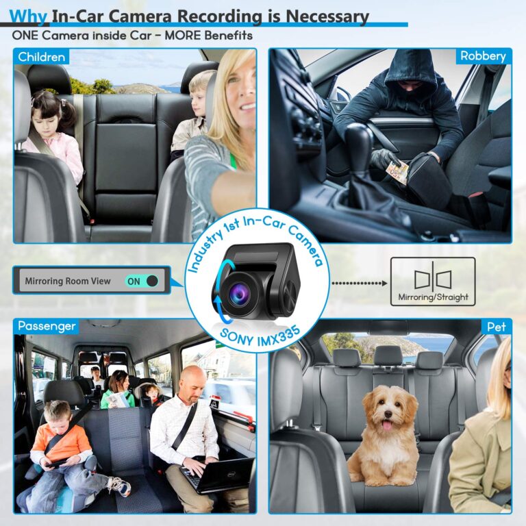 PORMIDO Triple Mirror Dash Cam 12" with Detached Front and in-Car Camera,Waterproof Backup Rear View Dashcam Anti Glare 1296P IPS Touch Screen with Sony Sensor,Starvis Night Vision,GPS,Parking Assist - Image 9