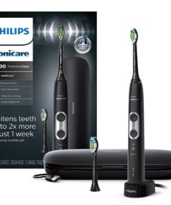 Philips Sonicare ProtectiveClean 6500 Rechargeable Electric Toothbrush, with Pressure Sensor, 3 Cleaning Modes, SmarTimer and QuadPacer, 14-Day Battery Life, Charging Travel Case, Black, HX6462/08