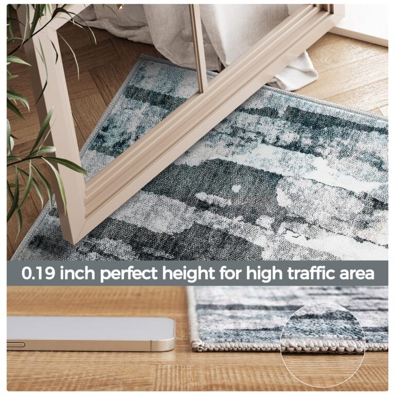 jinchan Area Rug 6x9 Modern Abstract Washable Living Room Rug Blue Multi Soft Contemporary Home Decor Non Slip Backing Carpet for Bedroom Dining Room - Image 6