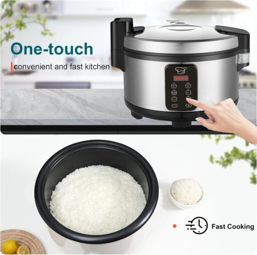 Large 15L Commercial rice cooker 84 cups cooked / 32 cups uncooked rice Electiric Rice Cooker & Rice Warmer | Automatic Warm | Stainless Steel | with One-Touch Operation - Image 5