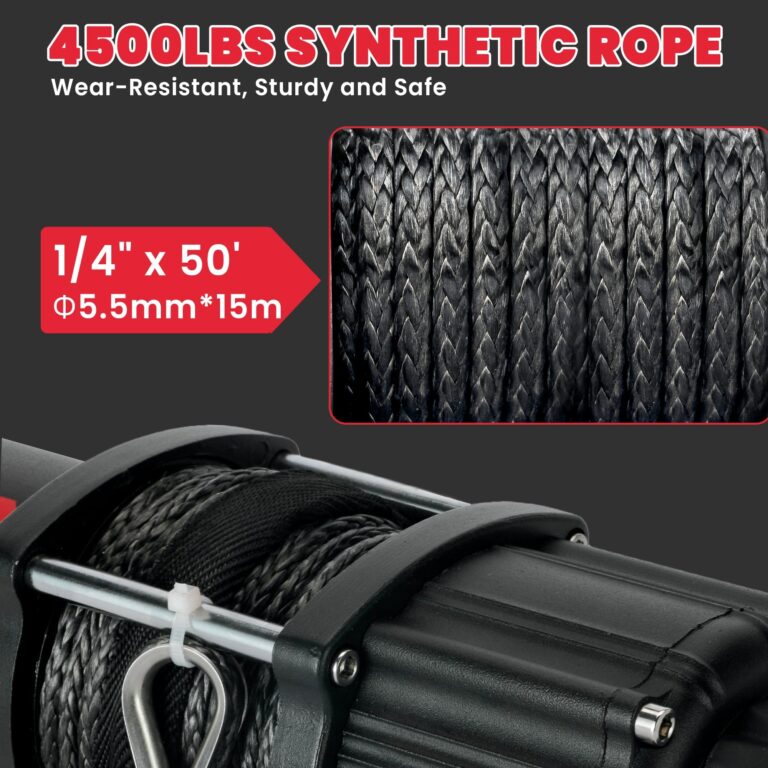OPENROAD 4500 lb ATV/UTV Winch,Waterproof IP67 Electric Winch with 1/4"×50' Synthetic Rope,Wireless Remote and Winch Stopper (4500lb Without Mounting Plate) - Image 5