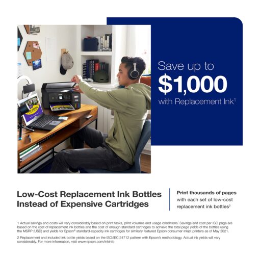 Epson EcoTank ET-2800 Wireless Color All-in-One Cartridge-Free Supertank Printer with Scan and Copy â€“ The Ideal Basic Home Printer - Black, Medium - Image 4