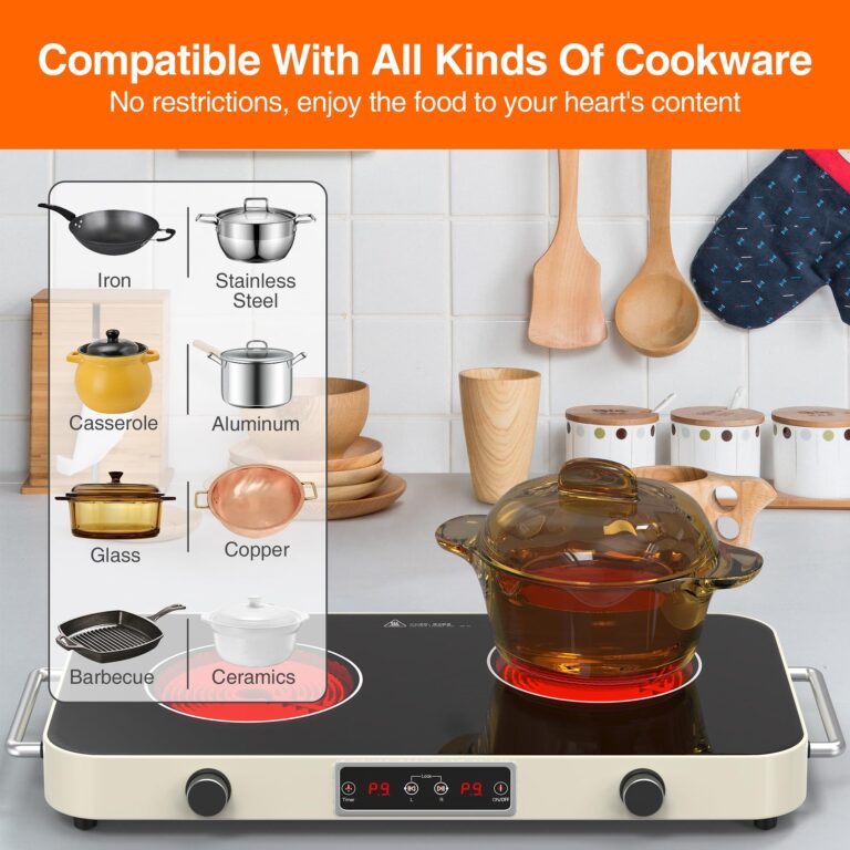 GIHETKUT Electric Cooktop, 2200W 110V Electric burner, Electric Stove Top with 2 Handle, 2 Burner Electric Cooktop with 9 Power Settings,Knob Control Child Safety Lock & Timer. - Image 7