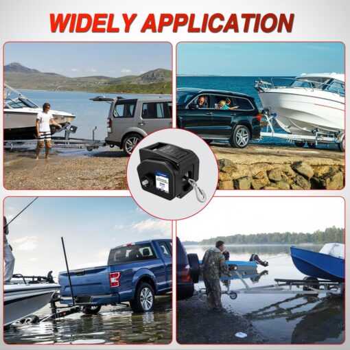 Nilight Boat Trailer Winch 3500 lbs Portable Electric Boat Winches 12 V DC Marine Winch with Remote Control and Hand Crank Power-in Freewheel Operation Waterproof Reversible Winch for Boat Trailer - Image 3
