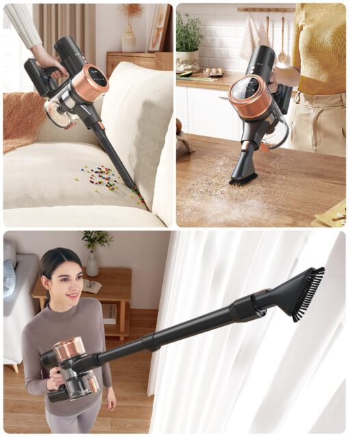 MIUZZY 48kPA Cordless Vacuum Cleaner, 190AW Powerful Suction, Max 60min Runtime, 4000mAh Large Battery, Anti Hair Wrap Stick Vacuum, Vacuum Cleaners for Home, Pet Hair, Hard Floors and Carpets, Cars - Image 3