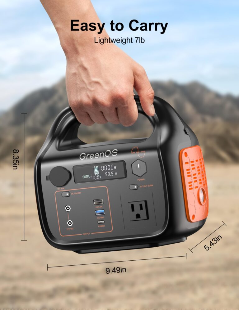 GREENOE Portable Power Station 300W 299Wh Solar Powered Generator with LED 7 Ports 120V Pure Sine Wave AC Outlet USB-C Camping Power Bank for Outdoors Travel Hunting Home Lithium Battery Backup - Image 7