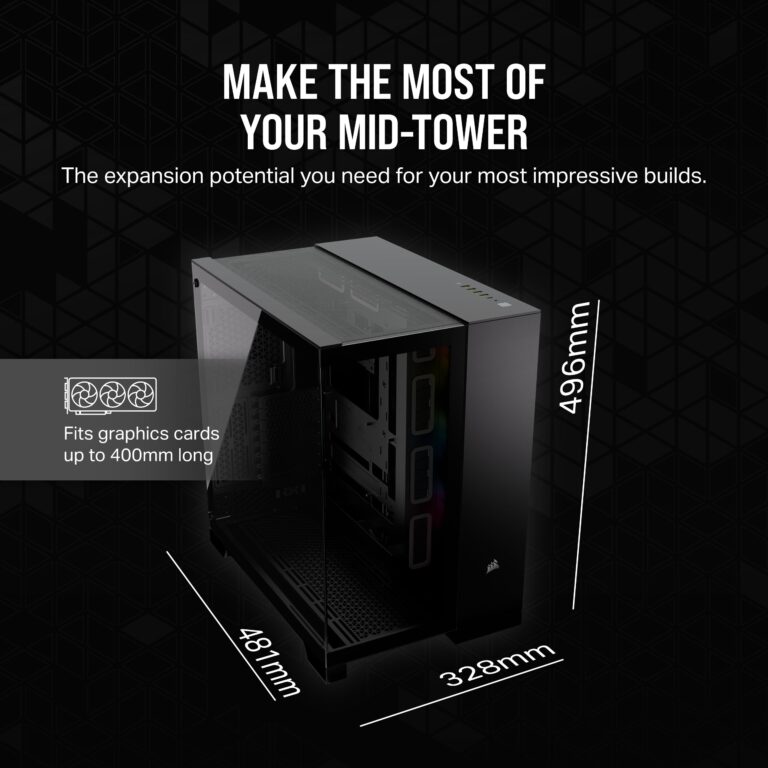 CORSAIR iCUE LINK 6500X RGB Mid-Tower ATX Dual Chamber PC Case – Panoramic Tempered Glass - Reverse Connection Motherboard Compatible – 3x CORSAIR RX120 RGB Fans Included – Black - Image 4