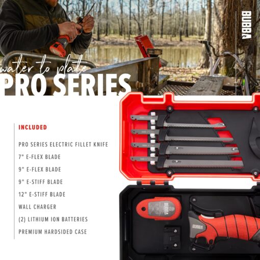 BUBBA Pro Series Lithium-Ion Electric Fillet Knife with Non-Slip Grip Handle, 4 Ti-Nitride S.S. Coated Non-Stick Reciprocating Blades, Charger and Case for Fishing - Image 4