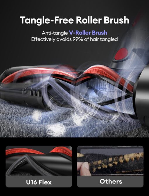 Ultenic Cordless Vacuum Cleaner, 550W/50Kpa, 60Mins Runtime, Stick Vacuum Cordless Rechargeable with 180°Bendable Wand, Anti-Tangle Brush, Vacuum Cleaners for Home/Pet Hair/Carpet/Floor U16 - Image 5